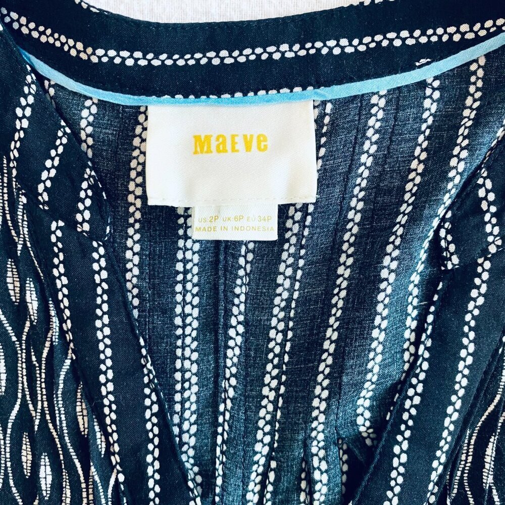 Anthropologie Maeve Calia black & white tunic top Womens 2 petite feminine flowy - Picture 5 of 13